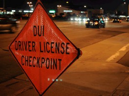 Sign that reads, "DUI Driver License Checkpoint."